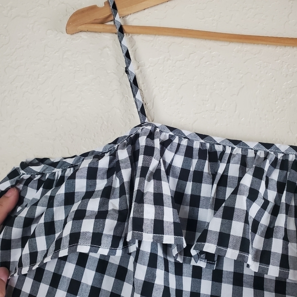NWOT A New Day Off Shoulder Gingham Blouse Sz Med - Picture 2 of 6